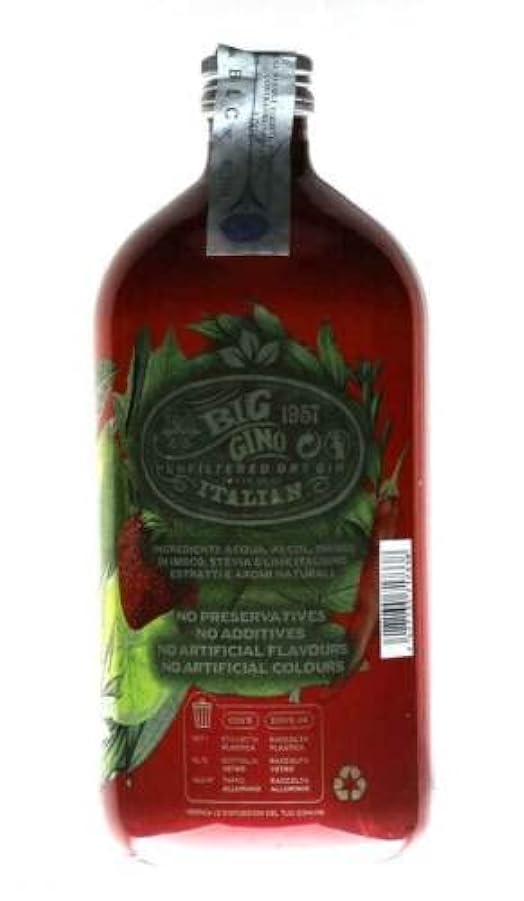 Big Red Hot Fruit - Gin ottenuto dalla macerazione di fragole e un pizzico di peperoncino della Puglia - Ottimo gin per cocktail esotici e pestati – 1litro - 38% vol. 79515352