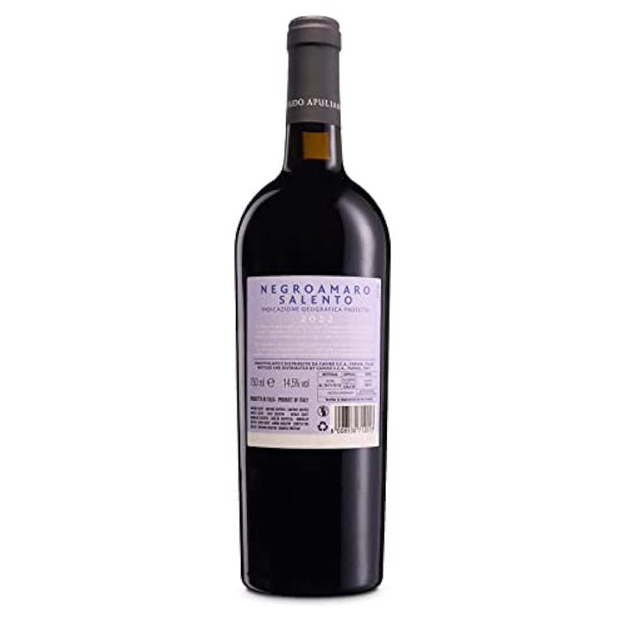 Feudo Apuliano Negroamaro Salento IGP, Vino Rosso dal Gusto Rotondo e Completo, dal Profumo Intenso e Complesso, 14.5% Vol, Confezione con 6 Bottiglie da 750 ml 101059561