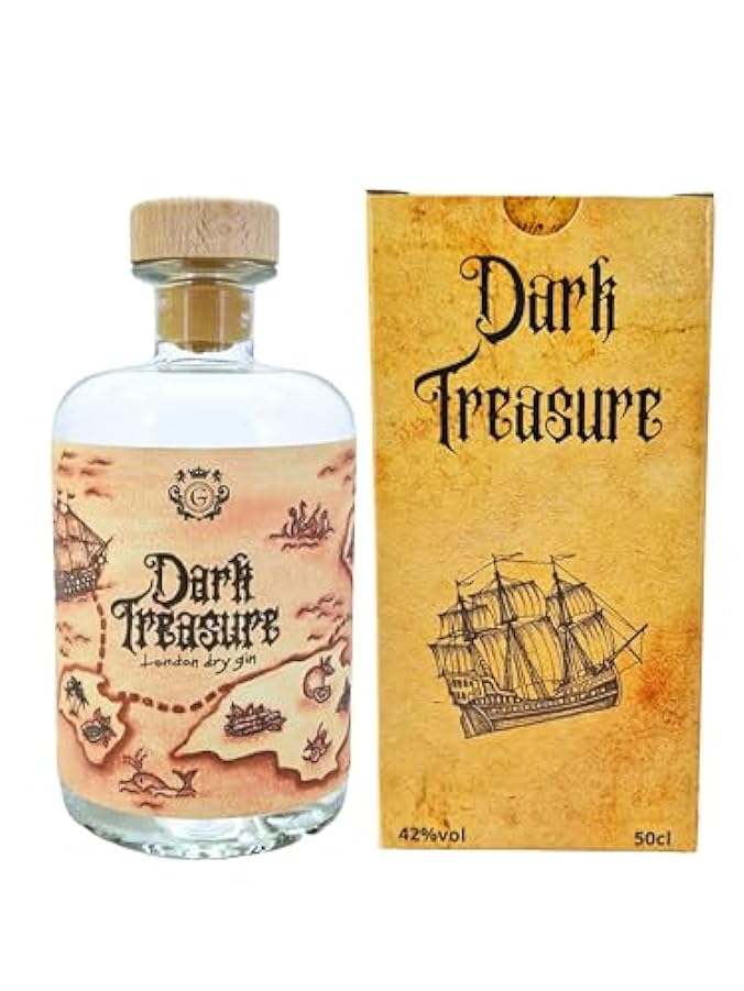 Dark Treasure London Dry Gin, Gin Artigianale Italiano Premium - 42% vol. (50cl) 617134897