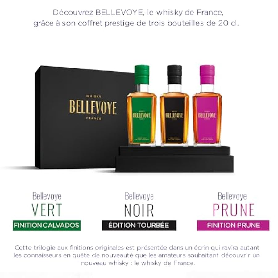 BELLEVOYE - Whisky Triplo Malto - Cofanetto Degustazione Whisky - Prestigio - 3 x 20 cl di Whisky francese 896044060