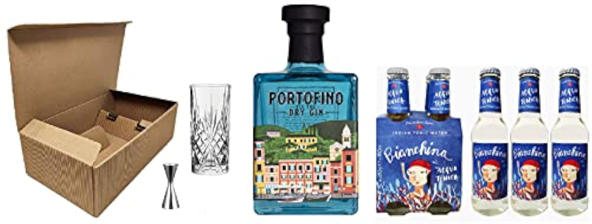 Kit Gin -MADE IN ITALY- Gin Portofino 500 ml 43% + Tonica Bianchina + Bicchiere Timeless + Misurino Dosatore (3) 930287542