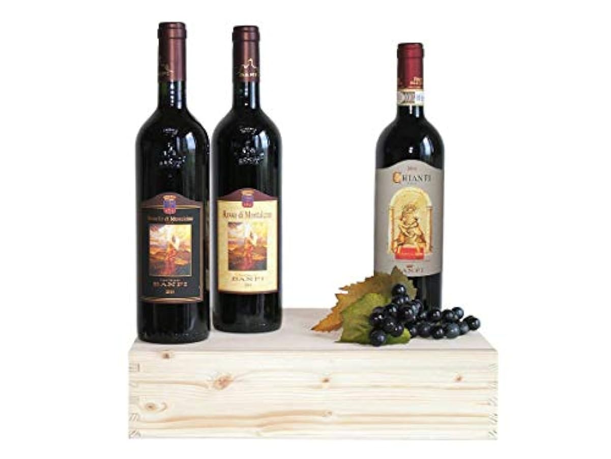 Regalo Vini Toscani Banfi in Cassetta Legno - 3 Bottiglie - Confezioni Regalo Vini Pregiati Per Occasioni Importanti - Cod. 259 99068891