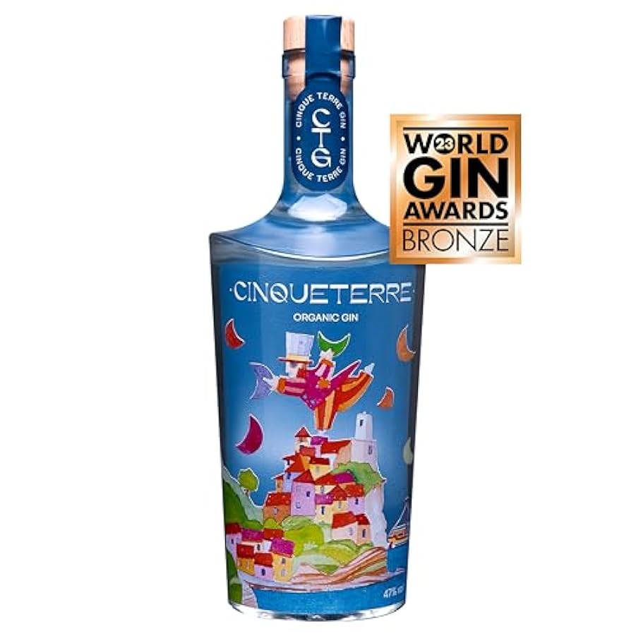 Cinque Terre Gin - 500 ml - Premium Gin 100% biologico Italiano - Premiato tra i migliori gin italiani al mondo nella categoria classic gin - 47% Vol. (500 ml, senza astuccio) 998849684