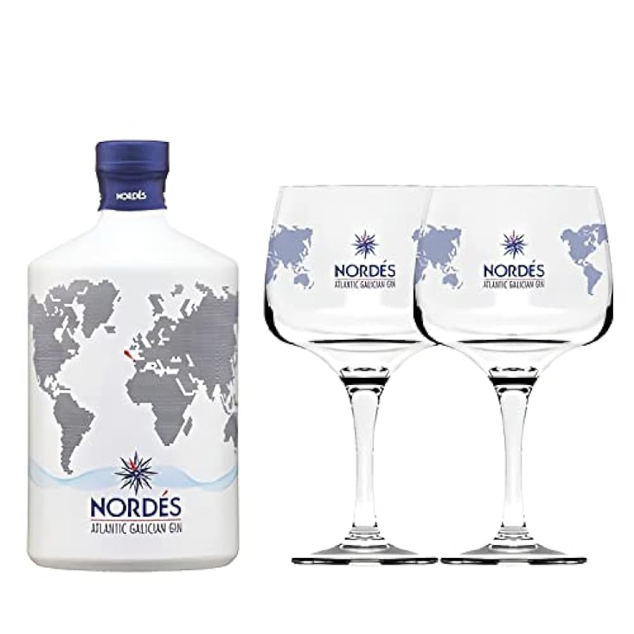 Gin Nordés - Atlantic Galician Gin - Bottiglia In Ceramica Con Due Bicchieri In Vetro - 70 cl - 40° Vol 566440375