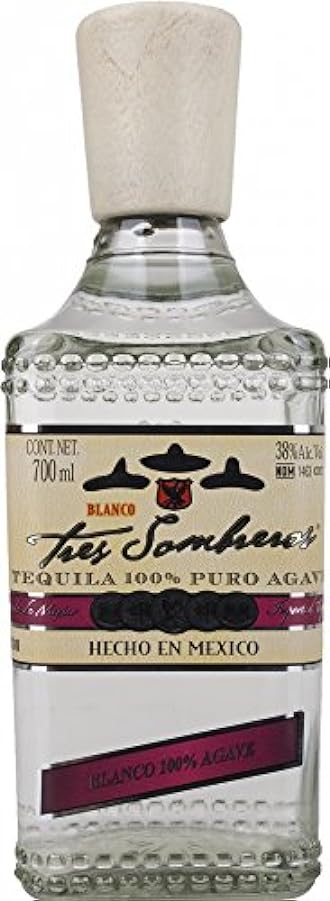 Tres Sombreros Tequila Blanco 100% Puro Agave 38% Vol. 0,7l - 700 ml 811700352