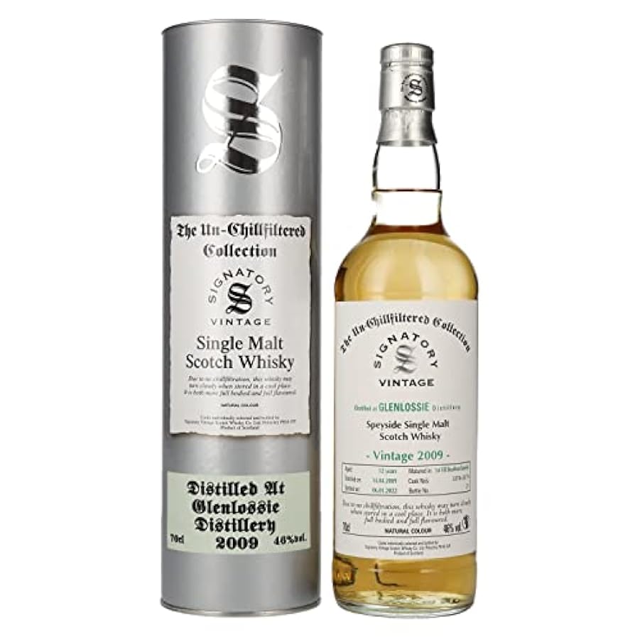 Signatory Vintage GLENLOSSIE 12 Years Old The Un-Chillfiltered 2009 46% Vol. 0,7l in Giftbox 792217888