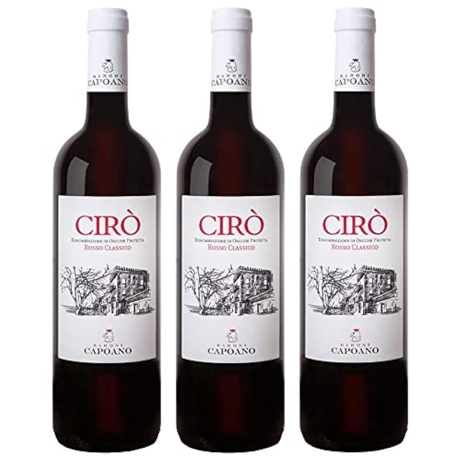 Capoano Cirò Vino Rosso DOP Made in Italy - Bottiglie da 750 ml - 13,5% Vol - 100% Gaglioppo per Primi Piatti Elaborati, Carni Rosse e Formaggi (6 Bottiglie) 991692585