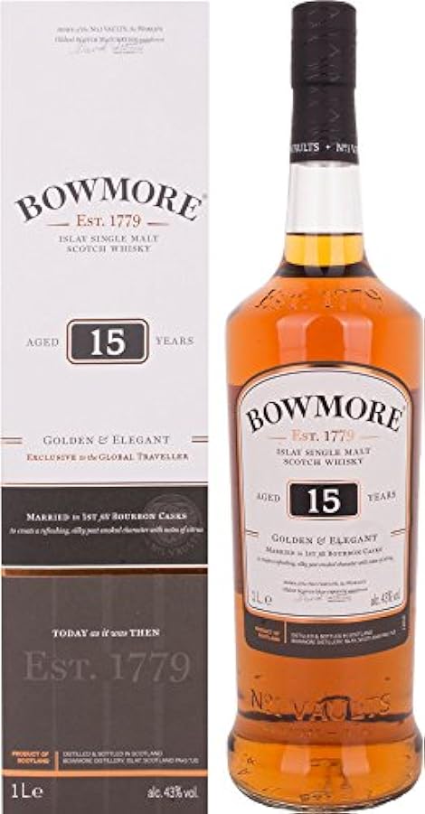Bowmore 15 Years Old GOLDEN & ELEGANT Travel Exclusive 43% Vol. 1l in Giftbox 984830281