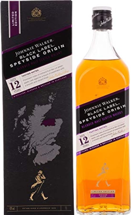 Johnnie Walker Black Label Speyside Origin Scotch Whisky con Astuccio - 1 L 647527020