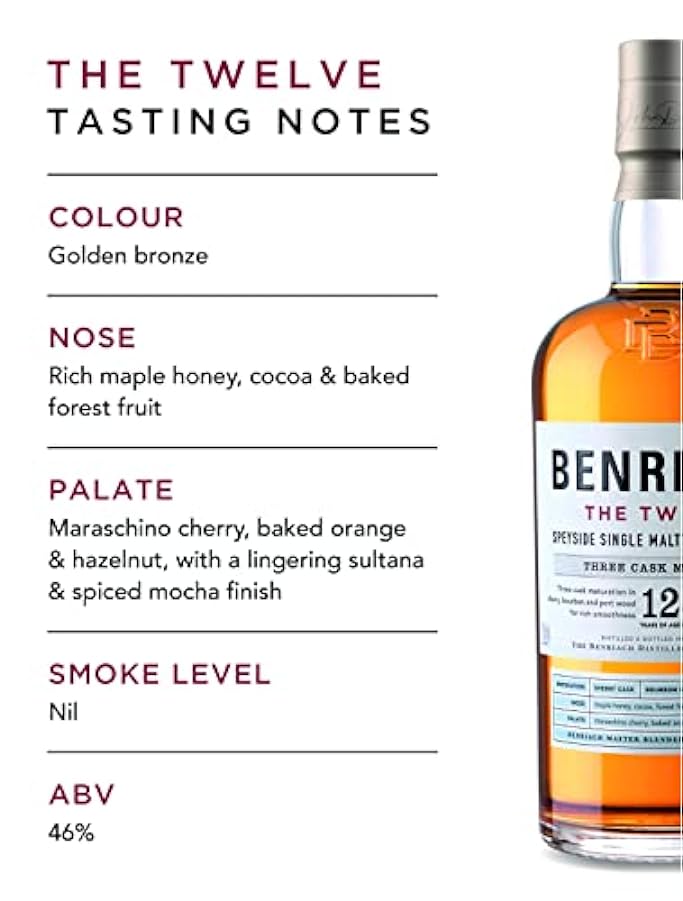 Benriach The Twelve 70cl - Single Malt Scotch Whisky Scozzese, Maturato 12 Anni, Astucciato, 43% Vol. 71927006