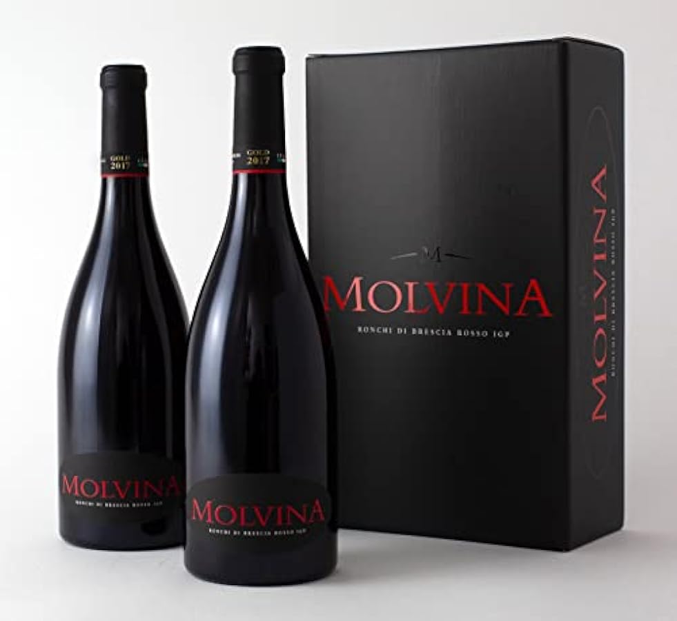 MOLVINA | Ronchi di Brescia Rosso IGP 2017 GOLD | Vino Rosso Pregiato Italiano | Vino rosso intenso. Invecchiato in botti di rovere di Slavonia fino a 60 mesi (2x 0.75 Lt Bottiglie) 619683664