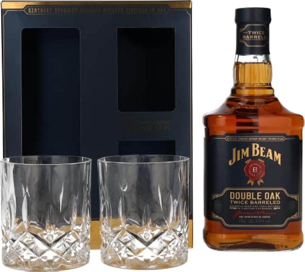 Jim Beam Double Oak Twice Barreled Mit Geschenkverpackung Mit 2 Kristalltumbler Whisky 251079876