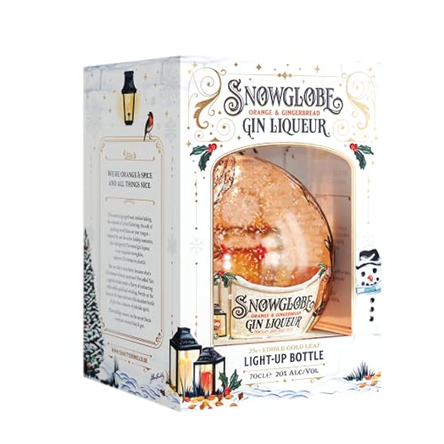 Snow Globe Gin, Orange & Gingerbread Gin Liqueur, 70cl, Illuminating Bottle 953083249