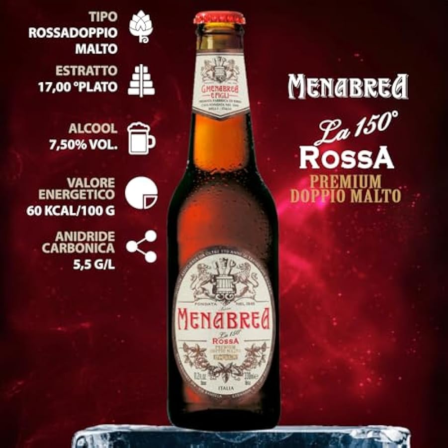 MENABREA Birra La 150 Doppio Malto Rossa 7.5 In Cartone Da 24 Bottiglie - 330 ml 568805123