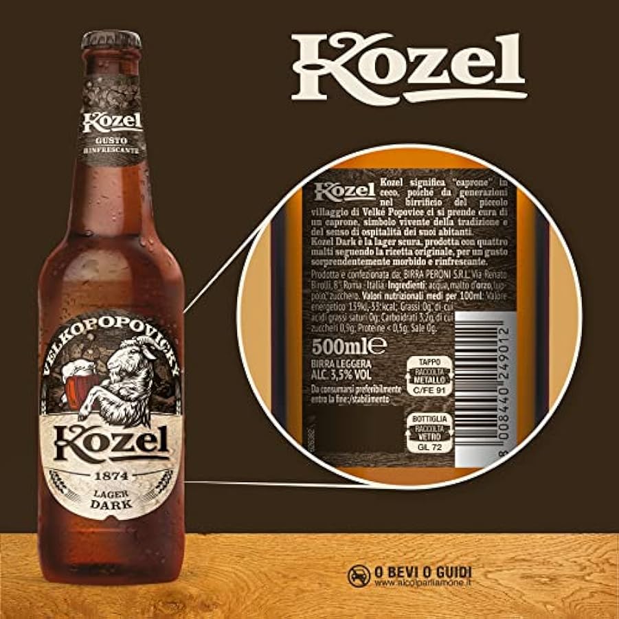 Kozel Birra Lager Dark, Cassa Birra con 20 Birre in Bottiglia da 50 cl, 10 L, 3.5% Vol & Birra Premium Lager, Cassa Birra con 20 Birre in Bottiglia da 50 cl, 10 L, 4.6% Vol 585407652