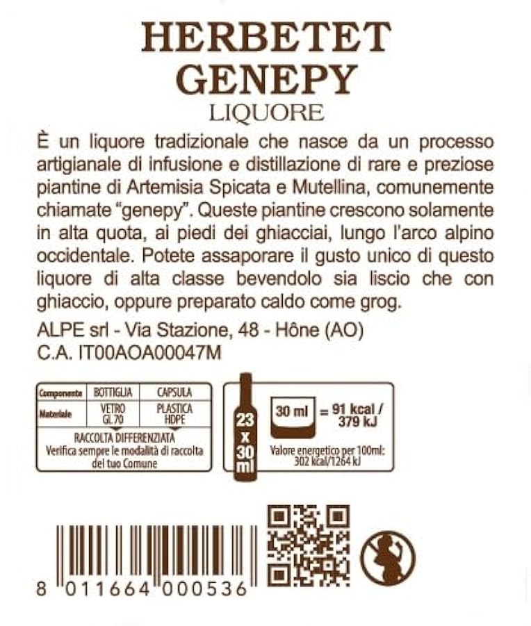 Genepy Herbetet Alpe 700 ml liquore alpino della Valle d´Aosta 502727282