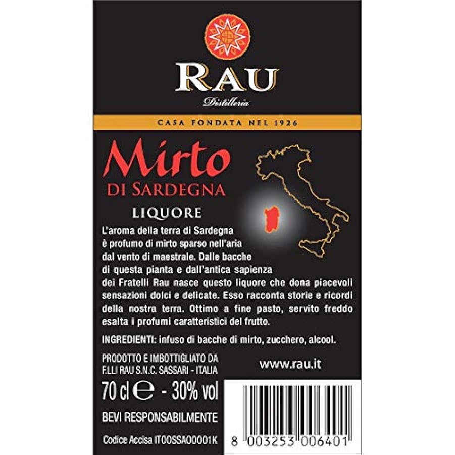 bottiglia liquore sardo mirto rosso RAU 70cl x 6 bottiglie 267545674