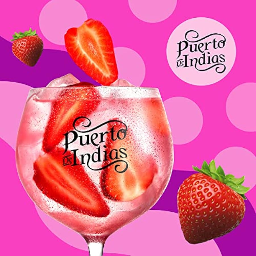 Gin Puerto de Indias - Strawberry Premium Gin - Ginebra Rosa con Fresas Naturales - 70cl - 37.5% 990755383