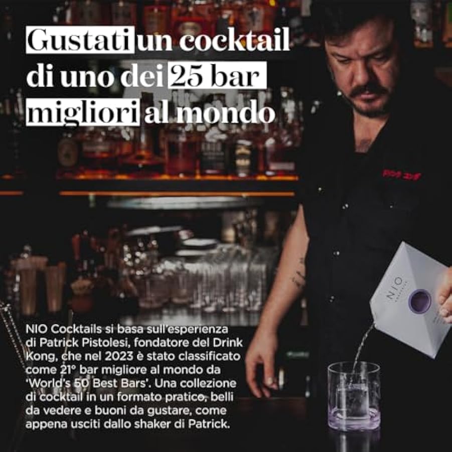 NIO Cocktails - Box Aperitivo a Casa, 5 Drink da 100ml già Miscelati, Pronti da Bere (Negroni, Cosmopolitan, Daiquiri, Espresso Martini, Tommy´s Margarita), Gift Pack, 500ml 218099625