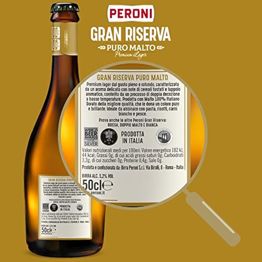 Peroni Birra Gran Riserva Puro Malto, Cassa Birra con 12 Birre in Bottiglia da 50 cl, 6 L, 5.2% Vol & Kozel Birra Premium Lager, Cassa Birra con 20 Birre in Bottiglia da 50 cl, 10 L 164242498