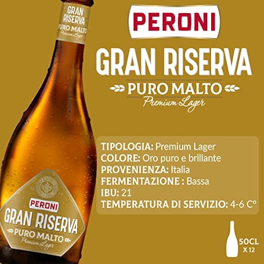 Peroni Birra Gran Riserva Puro Malto, Cassa Birra con 12 Birre in Bottiglia da 50 cl, 6 L, 5.2% Vol & Kozel Birra Premium Lager, Cassa Birra con 20 Birre in Bottiglia da 50 cl, 10 L 164242498