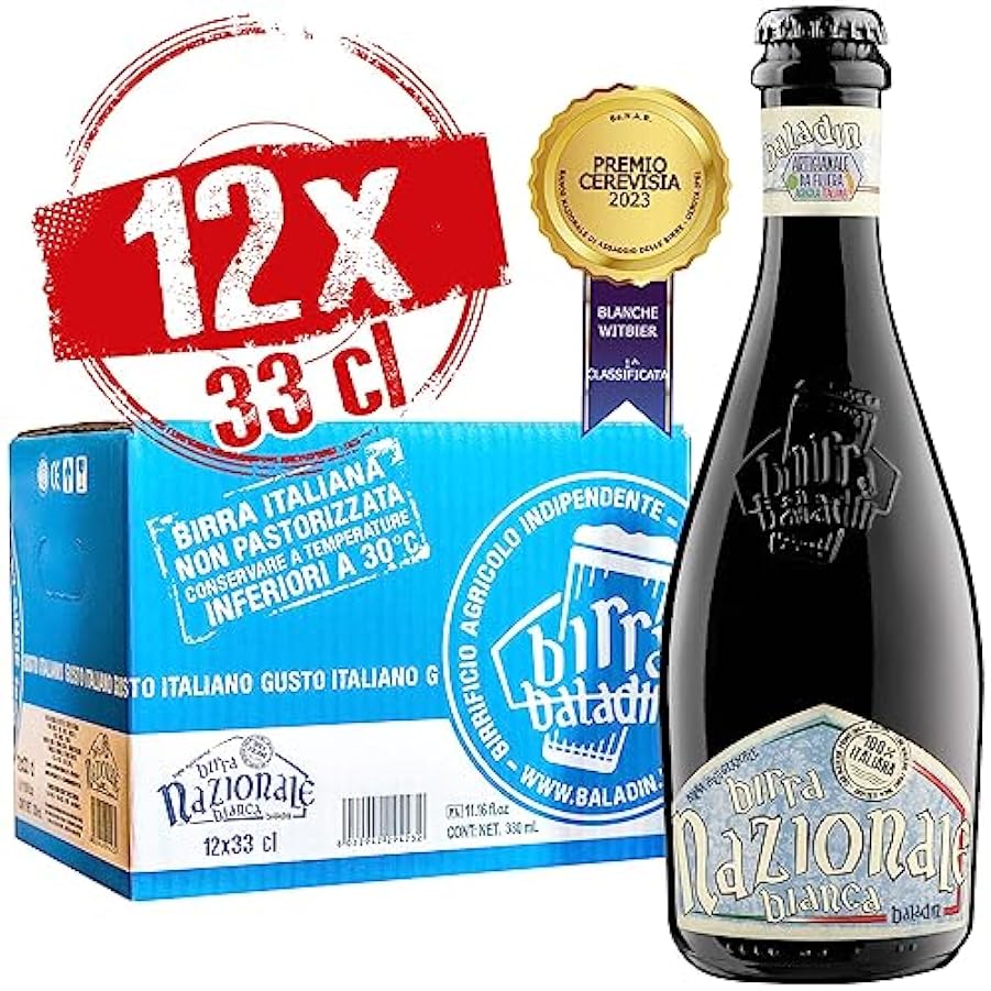 Baladin - Box Birra Nazionale Bianca - Birra di frumento 100% Italiana - Blanche, Non Pastorizzata, 5% vol. - 12 bottiglie x 33cl 419865503