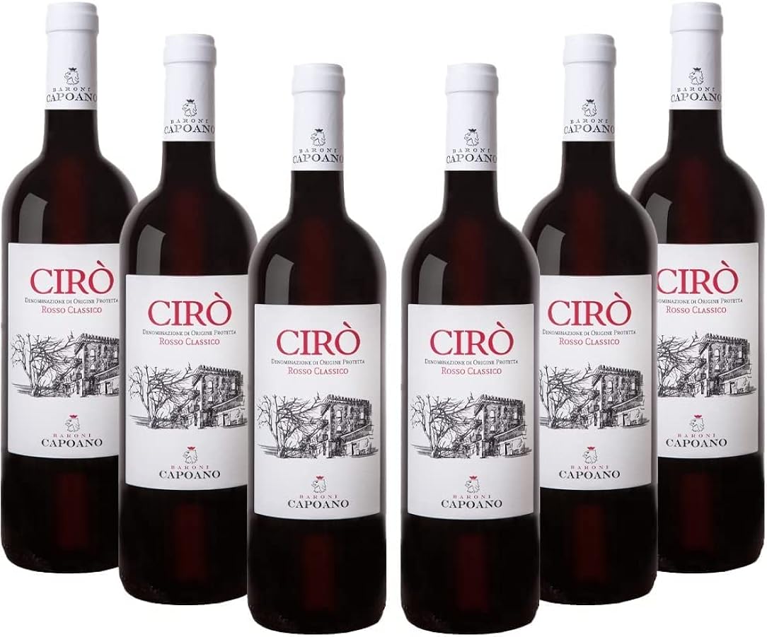 Capoano Cirò Vino Rosso DOP Made in Italy - Bottiglie da 750 ml - 13,5% Vol - 100% Gaglioppo per Primi Piatti Elaborati, Carni Rosse e Formaggi (6 Bottiglie) 676646510