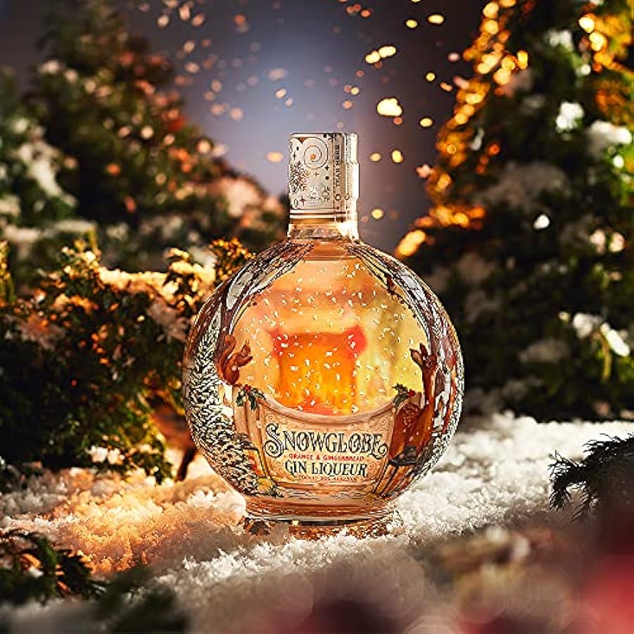 Snow Globe Gin, Orange & Gingerbread Gin Liqueur, 70cl, Illuminating Bottle 953083249